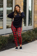 Load image into Gallery viewer, Red &amp; Black Plaid Leggings - Luxe Leggings by Julia Rose®
