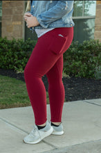 Load image into Gallery viewer, Red Full Length Leggings with Pockets  - Luxe Leggings by Julia Rose®
