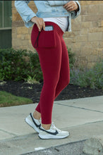 Load image into Gallery viewer, Red Full Length Leggings with Pockets  - Luxe Leggings by Julia Rose®
