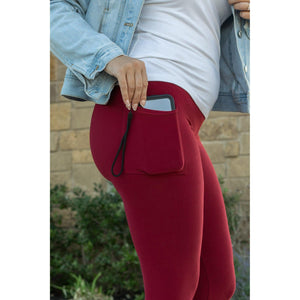 Red Full Length Leggings with Pockets  - Luxe Leggings by Julia Rose®