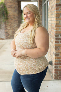 Luxe Crew Tank Top - Tan Floral