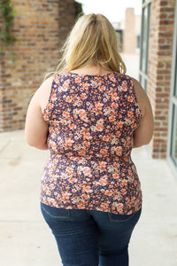 Luxe Crew Tank - Navy Floral Mix | Women's Tank Top