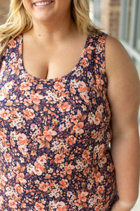 Luxe Crew Tank - Navy Floral Mix | Women's Tank Top