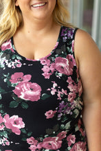 Load image into Gallery viewer, Luxe Crew Tank - Black and Mauve Floral | Women&#39;s Tank Top
