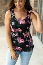 Load image into Gallery viewer, Luxe Crew Tank - Black and Mauve Floral | Women&#39;s Tank Top
