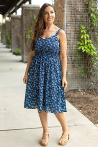 Cassidy Midi Dress - Blue Floral Mix