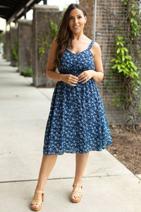 Cassidy Midi Dress - Blue Floral Mix