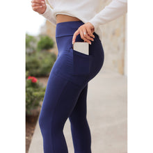 Load image into Gallery viewer, Navy FLARE Leggings with Pocket - Luxe by Julia Rose®
