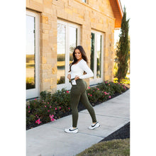 Load image into Gallery viewer, Olive Green Leggings WITH POCKETS - Luxe by Julia Rose®
