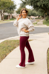 The Maeve - 30"  MAROON Bootcut Leggings with Pockets* - Luxe by Julia Rose®