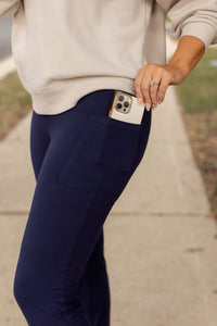 The Mila - 30"  NAVY Bootcut Leggings with Pockets* - Luxe by Julia Rose®