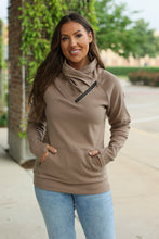 Load image into Gallery viewer, Classic Zoey Zip Cowl Sweatshirt - Mocha
