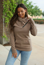 Load image into Gallery viewer, Classic Zoey Zip Cowl Sweatshirt - Mocha
