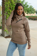 Load image into Gallery viewer, Classic Zoey Zip Cowl Sweatshirt - Mocha
