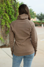 Load image into Gallery viewer, Classic Zoey Zip Cowl Sweatshirt - Mocha
