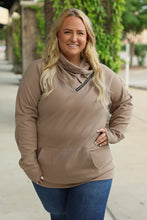 Load image into Gallery viewer, Classic Zoey Zip Cowl Sweatshirt - Mocha
