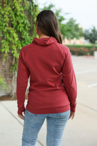 Classic Zoey Zip Cowl Sweatshirt - Brick