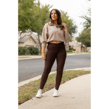 Load image into Gallery viewer, The Becca - BROWN Crossover Full Length Leggings with Pockets - Luxe by Julia Rose®
