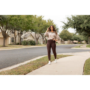 The Becca - BROWN Crossover Full Length Leggings with Pockets - Luxe by Julia Rose®