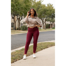 Load image into Gallery viewer, The Molly - MAROON Crossover Full Length Leggings with Pockets  - Luxe by Julia Rose®
