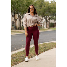 Load image into Gallery viewer, The Molly - MAROON Crossover Full Length Leggings with Pockets  - Luxe by Julia Rose®
