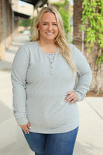 Load image into Gallery viewer, Brielle Henley Ribbed Long Sleeve Top - Light Grey
