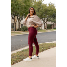 Load image into Gallery viewer, The Molly - MAROON Crossover Full Length Leggings with Pockets  - Luxe by Julia Rose®
