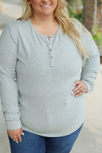 Load image into Gallery viewer, Brielle Henley Ribbed Long Sleeve Top - Light Grey
