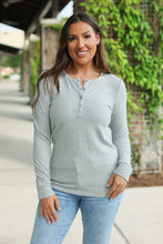 Load image into Gallery viewer, Brielle Henley Ribbed Long Sleeve Top - Light Grey
