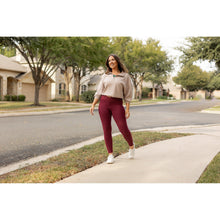 Load image into Gallery viewer, The Molly - MAROON Crossover Full Length Leggings with Pockets  - Luxe by Julia Rose®
