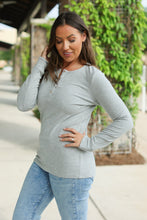 Load image into Gallery viewer, Brielle Henley Ribbed Long Sleeve Top - Light Grey
