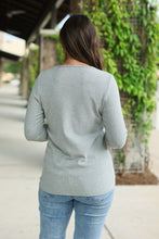 Load image into Gallery viewer, Brielle Henley Ribbed Long Sleeve Top - Light Grey
