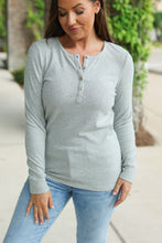 Load image into Gallery viewer, Brielle Henley Ribbed Long Sleeve Top - Light Grey
