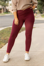 Load image into Gallery viewer, The Molly - MAROON Crossover Full Length Leggings with Pockets  - Luxe by Julia Rose®
