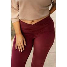 Load image into Gallery viewer, The Molly - MAROON Crossover Full Length Leggings with Pockets  - Luxe by Julia Rose®
