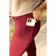 Load image into Gallery viewer, The Molly - MAROON Crossover Full Length Leggings with Pockets  - Luxe by Julia Rose®
