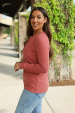 Load image into Gallery viewer, Brielle Henley Ribbed Long Sleeve Top - Terra Cotta
