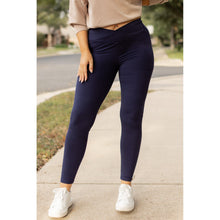 Load image into Gallery viewer, The Nadia - NAVY Crossover Full Length Leggings with Pockets  - Luxe by Julia Rose®
