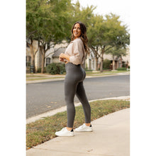 Load image into Gallery viewer, The Caitlin - CHARCOAL Crossover Full Length Leggings with Pockets  - Luxe by Julia Rose®
