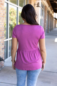 Sarah Ruffle Short Sleeve Top - Orchid