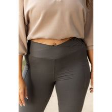 Load image into Gallery viewer, The Caitlin - CHARCOAL Crossover Full Length Leggings with Pockets  - Luxe by Julia Rose®
