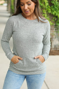 Hannah Pocket Pullover Top - Grey