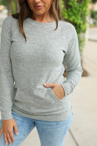 Hannah Pocket Pullover Top - Grey