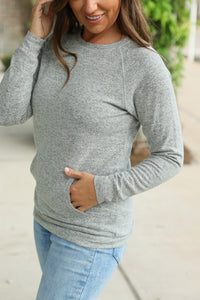 Hannah Pocket Pullover Top - Grey