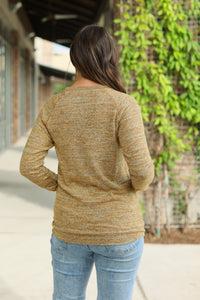 Hannah Pocket Pullover Top - Mustard