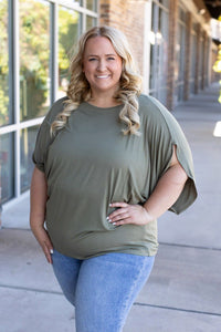 Darcy Dolman Short Sleeve Top - Olive