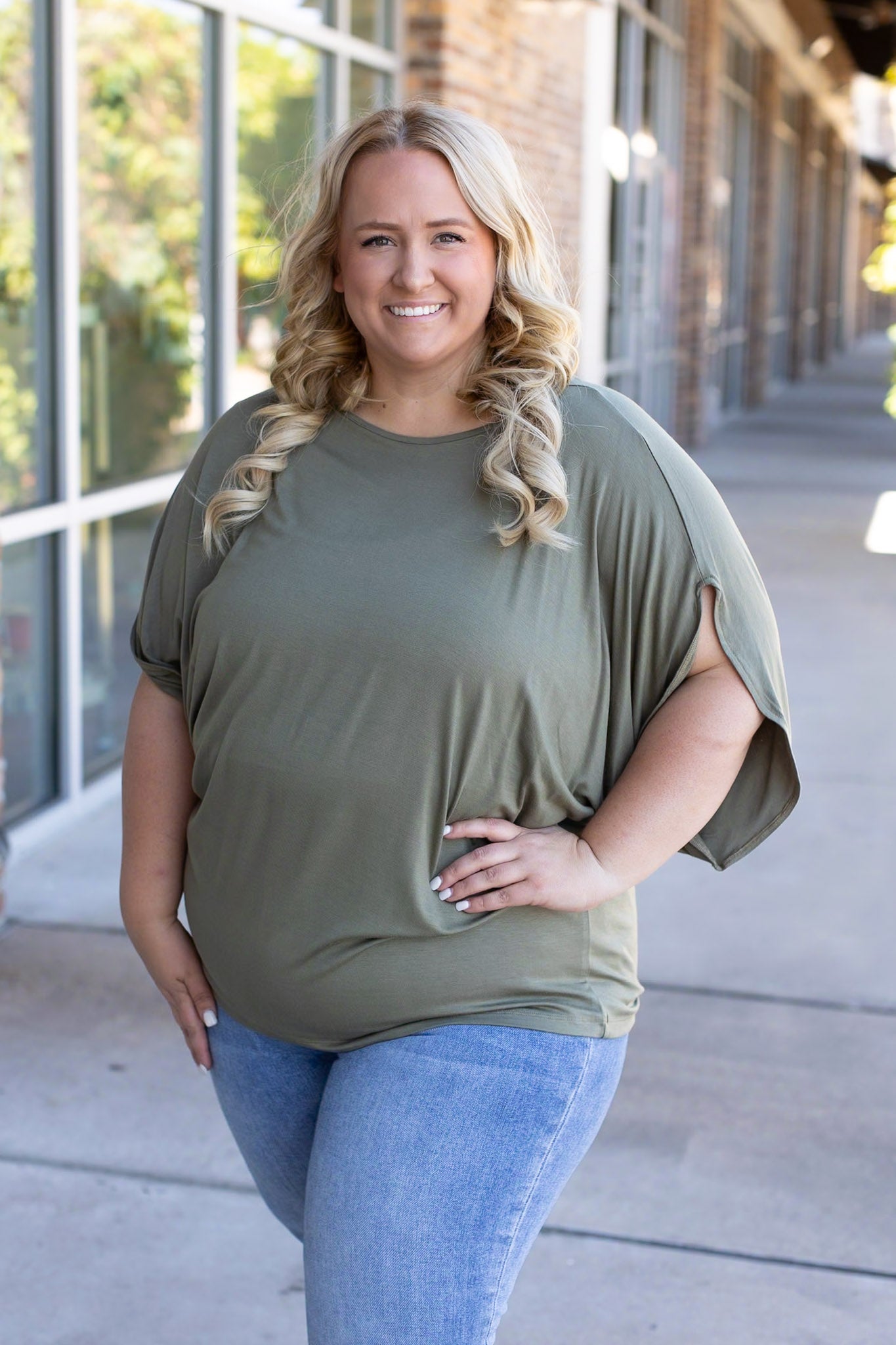 Darcy Dolman Short Sleeve Top - Olive