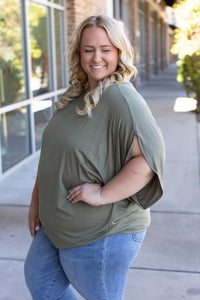 Darcy Dolman Short Sleeve Top - Olive