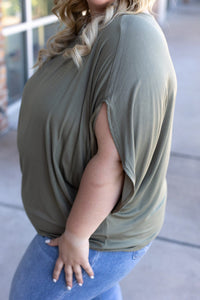 Darcy Dolman Short Sleeve Top - Olive