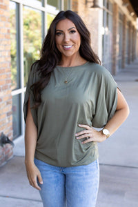 Darcy Dolman Short Sleeve Top - Olive